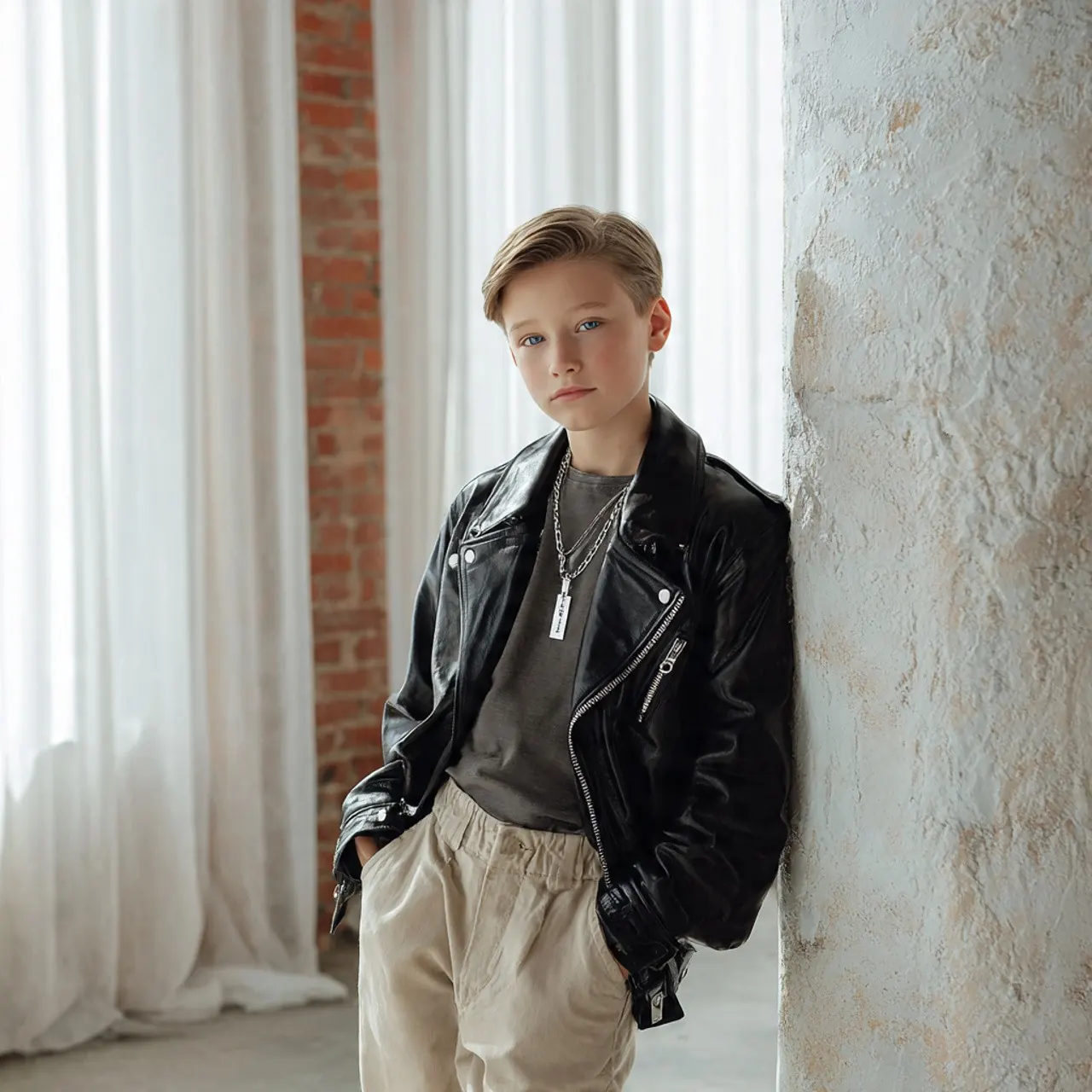 Child in a black jacket