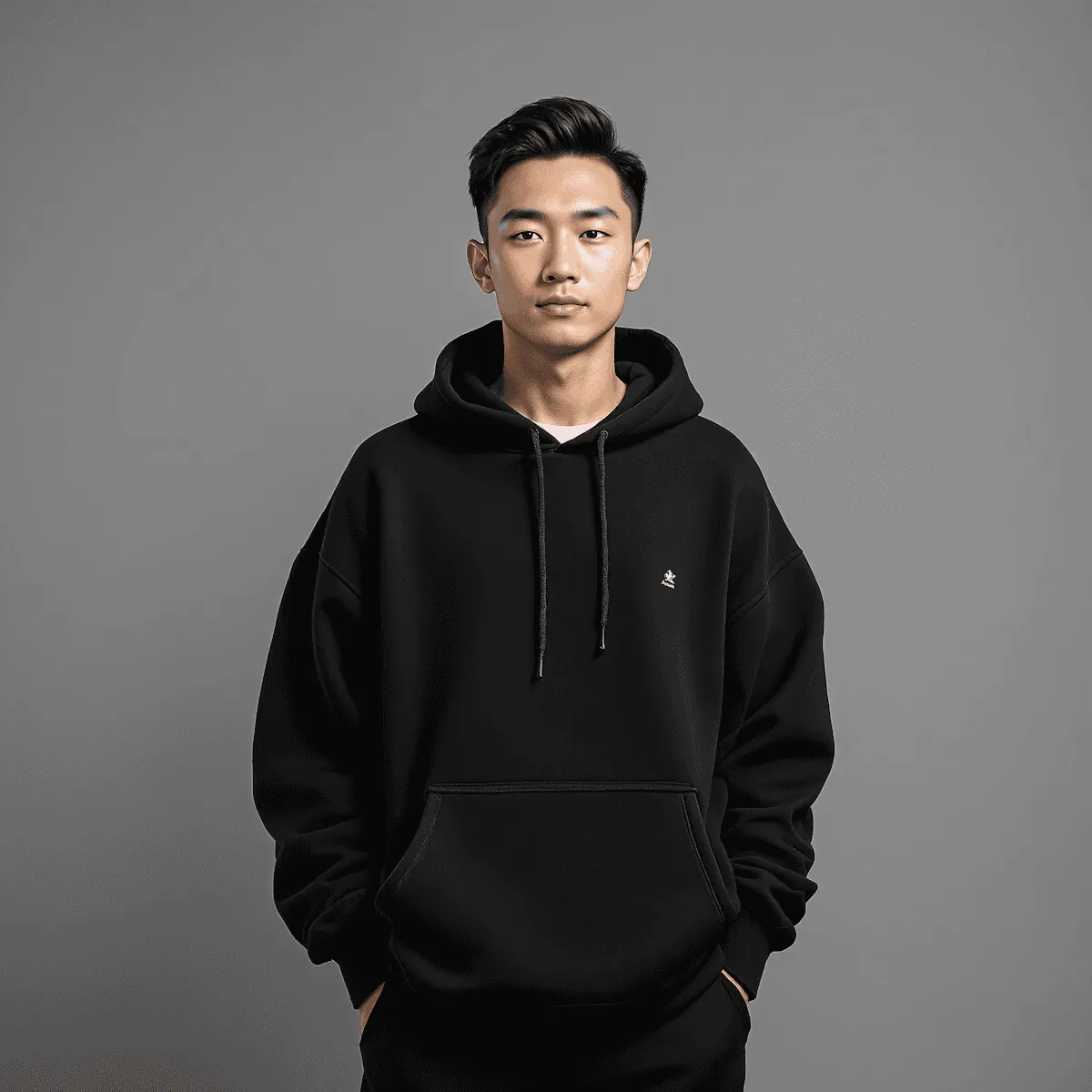 Boy in a black hoodie