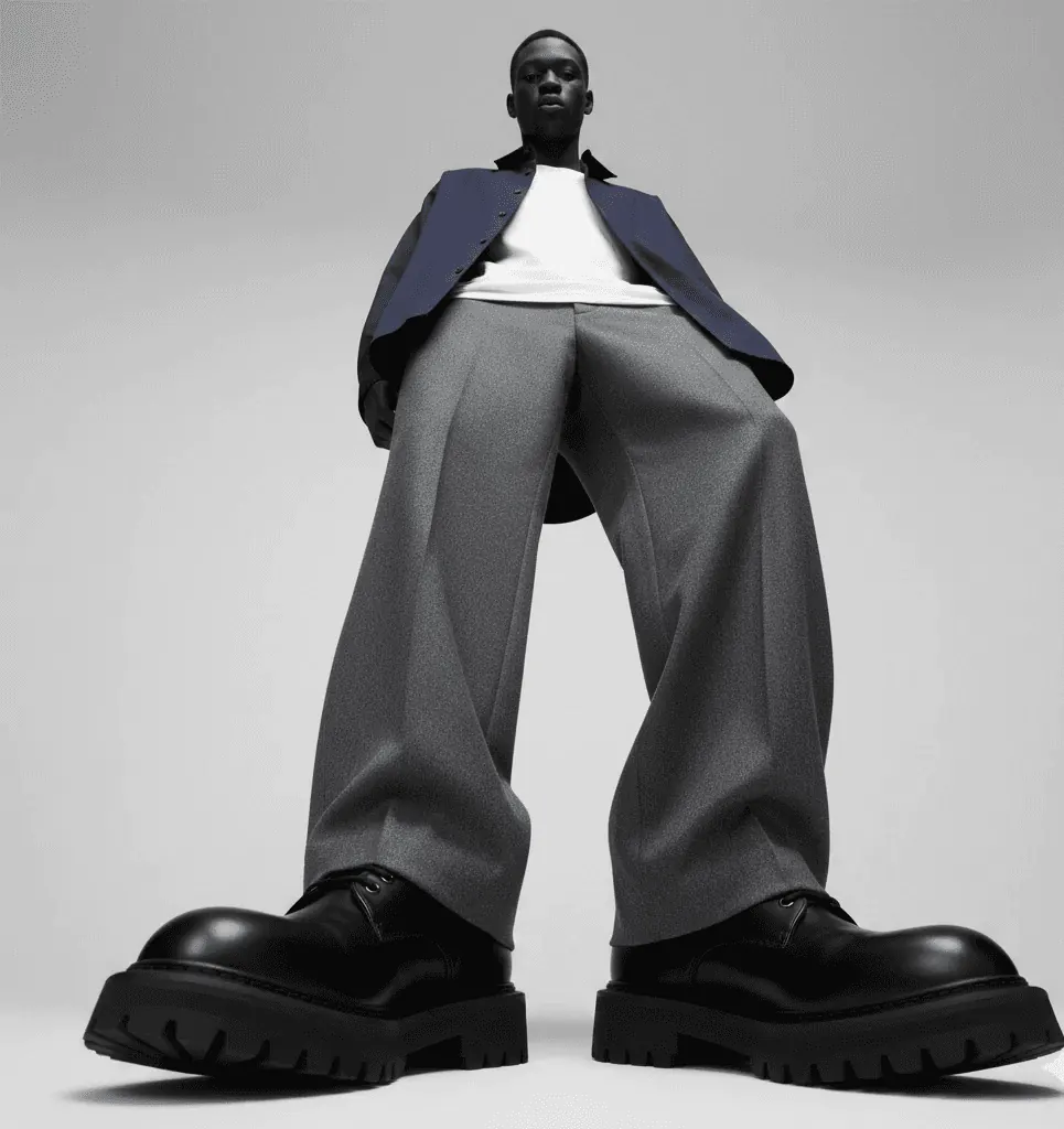 Low-angle shot of a man in a white shirt