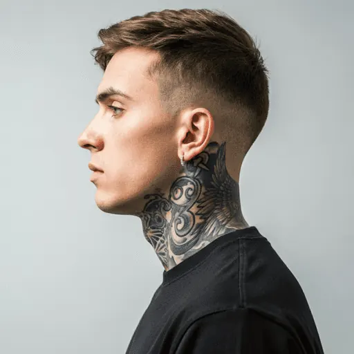 Man with a neck tattoo