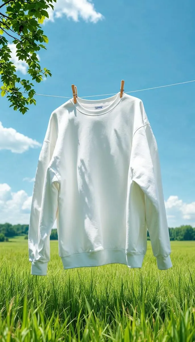 White sweatshirt on a clothesline