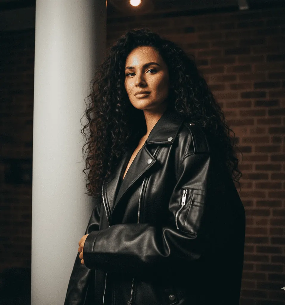 Woman in a black jacket